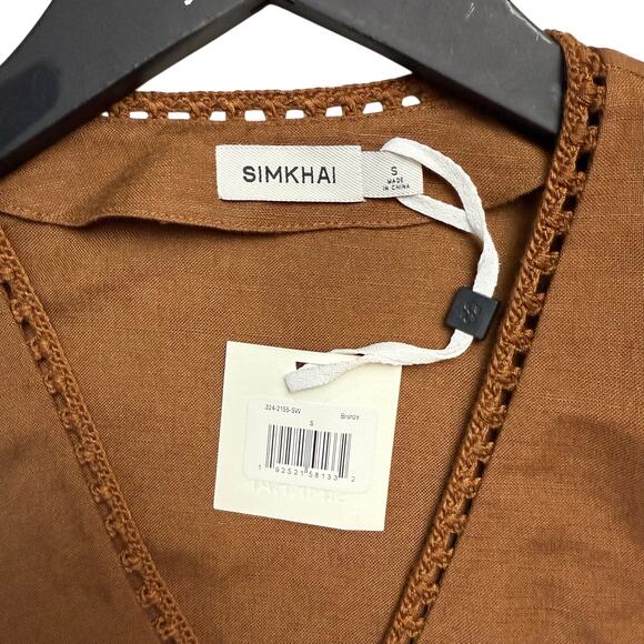 SIMKHAI Hailey Wrap Crop Crochet Trim Top Small - Picture 10 of 10